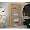 šatní skříň t1 s nástavcem s posuvnými dveřmi se zrcadlem - šířka 120 cm dub artisan