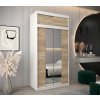 šatní skříň t1 s nástavcem s posuvnými dveřmi se zrcadlem - šířka 120 cm dub sonoma + bílá