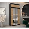 šatní skříň t1 s nástavcem s posuvnými dveřmi se zrcadlem - šířka 120 cm dub artisan + černá