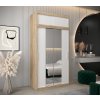 šatní skříň t1 s nástavcem s posuvnými dveřmi se zrcadlem - šířka 120 cm dub sonoma + bílá