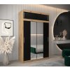šatní skříň t1 s nástavcem s posuvnými dveřmi se zrcadlem - šířka 150 cm dub artisan + černá