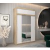 šatní skříň t1 s nástavcem s posuvnými dveřmi se zrcadlem - šířka 150 cm dub sonoma + bílá