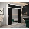 šatní skříň t1 s nástavcem s posuvnými dveřmi se zrcadlem - šířka 180 cm černá + bílá