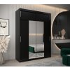 šatní skříň t1 s nástavcem s posuvnými dveřmi se zrcadlem - šířka 180 cm černá