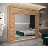 šatní skříň T2 s nástavcem s posuvnými dveřmi se zrcadlem - šířka 250 cm dub artisan