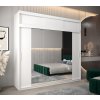 šatní skříň T2 s nástavcem s posuvnými dveřmi se zrcadlem - šířka 250 cm bílá