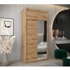 šatní skříň T2 s nástavcem s posuvnými dveřmi se zrcadlem - šířka 120 cm dub artisan