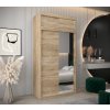 šatní skříň T2 s nástavcem s posuvnými dveřmi se zrcadlem - šířka 120 cm dub sonoma