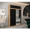 šatní skříň T2 s nástavcem s posuvnými dveřmi se zrcadlem - šířka 150 cm dub artisan + černá
