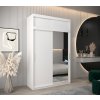 šatní skříň T2 s nástavcem s posuvnými dveřmi se zrcadlem - šířka 150 cm bílá