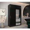 šatní skříň T2 s nástavcem s posuvnými dveřmi se zrcadlem - šířka 150 cm černá