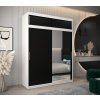 šatní skříň T2 s nástavcem s posuvnými dveřmi se zrcadlem - šířka 180 cm černá + bílá