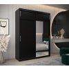 šatní skříň T2 s nástavcem s posuvnými dveřmi se zrcadlem - šířka 180 cm černá