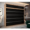 šatní skříň v1 s nástavcem s posuvnými dveřmi - šířka 250 cm dub artisan + černá