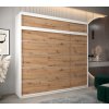 šatní skříň v1 s nástavcem s posuvnými dveřmi - šířka 250 cm dub artisan + bílá