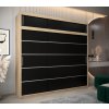 šatní skříň v1 s nástavcem s posuvnými dveřmi - šířka 250 cm dub sonoma + černá