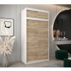 šatní skříň v1 s nástavcem s posuvnými dveřmi - šířka 120 cm dub sonoma + bílá