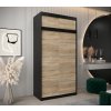 šatní skříň v1 s nástavcem s posuvnými dveřmi - šířka 120 cm dub sonoma + černá