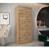 šatní skříň v1 s nástavcem s posuvnými dveřmi - šířka 100 cm dub artisan