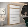 šatní skříň v1 s nástavcem s posuvnými dveřmi - šířka 150 cm dub artisan + bílá