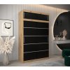 šatní skříň v1 s nástavcem s posuvnými dveřmi - šířka 150 cm dub artisan + černá