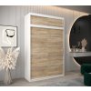 šatní skříň v1 s nástavcem s posuvnými dveřmi - šířka 150 cm dub sonoma + bílá