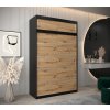 šatní skříň v1 s nástavcem s posuvnými dveřmi - šířka 150 cm dub artisan + černá