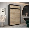 šatní skříň v1 s nástavcem s posuvnými dveřmi - šířka 150 cm dub sonoma + černá