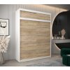 šatní skříň v1 s nástavcem s posuvnými dveřmi - šířka 180 cm dub sonoma + bílá