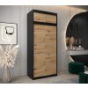 šatní skříň v1 s nástavcem s posuvnými dveřmi - šířka 100 cm dub artisan + černá