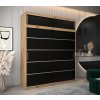 šatní skříň v1 s nástavcem s posuvnými dveřmi - šířka 200 cm dub artisan + černá