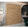 šatní skříň v1 s nástavcem s posuvnými dveřmi - šířka 200 cm dub artisan