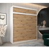 šatní skříň v1 s nástavcem s posuvnými dveřmi - šířka 200 cm dub artisan + bílá