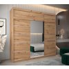 šatní skříň v2 s nástavcem s posuvnými dveřmi se zrcadlem - šířka 250 cm dub artisan