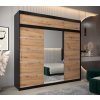 šatní skříň v2 s nástavcem s posuvnými dveřmi se zrcadlem - šířka 250 cm dub artisan + černá