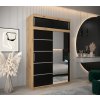 šatní skříň v2 s nástavcem s posuvnými dveřmi se zrcadlem - šířka 150 cm dub artisan + černá