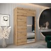 šatní skříň v2 s nástavcem s posuvnými dveřmi se zrcadlem - šířka 150 cm dub artisan