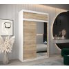 šatní skříň v2 s nástavcem s posuvnými dveřmi se zrcadlem - šířka 150 cm dub sonoma  + bílá