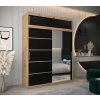 šatní skříň v2 s nástavcem s posuvnými dveřmi se zrcadlem - šířka 180 cm dub artisan + černá