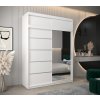šatní skříň v2 s nástavcem s posuvnými dveřmi se zrcadlem - šířka 180 cm bílá