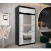šatní skříň v4 s nástavcem s posuvnými dveřmi se zrcadlem - šířka 120 cm černá + bílá
