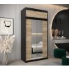 šatní skříň v4 s nástavcem s posuvnými dveřmi se zrcadlem - šířka 120 cm dub sonoma + černá