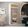 šatní skříň v4 s nástavcem s posuvnými dveřmi se zrcadlem - šířka 100 cm dub artisan + bílá