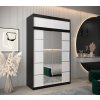 šatní skříň v4 s nástavcem s posuvnými dveřmi se zrcadlem - šířka 150 cm černá + bílá
