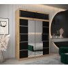 šatní skříň v4 s nástavcem s posuvnými dveřmi se zrcadlem - šířka 180 cm dub artisan + černá