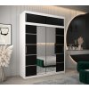šatní skříň v4 s nástavcem s posuvnými dveřmi se zrcadlem - šířka 180 cm černá + bílá