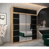 šatní skříň v4 s nástavcem s posuvnými dveřmi se zrcadlem - šířka 200 cm dub artisan + černá