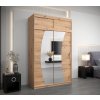Šatní skříň Abi W0 s nástavcem v šířce 150 cm v odstínu dub artisan se zrcadlem