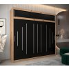 šatní skříň y0 s nástavcem s posuvnými dveřmi - šířka 250 cm dub artisan + černá