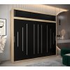 šatní skříň y0 s nástavcem s posuvnými dveřmi - šířka 250 cm dub sonoma + černá